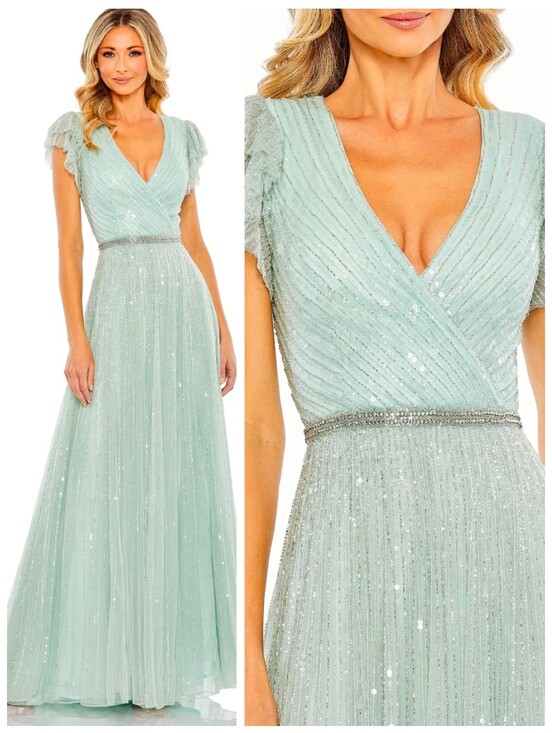 Mac Duggal Dresses & Skirts - Mac Duggal 5502 Formal Sequin Beaded Seamist Green Evening Gown 8 Maxi Dress